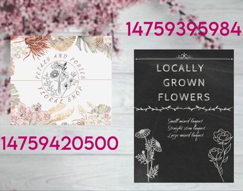 Flower Shop Decal Codes Bloxburg, Bloxburg Flower Shop Ideas Interior, Flower Shop Bloxburg, Bloxburg Flower Shop, Nyc Bloxburg, Bloxburg Images, Decal Bloxburg, Shop Decals, Town Layout