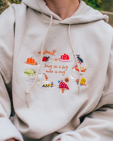 U guys have been asking for yearsssssss & so they’re coming - Limpet hoodies 🥹💖☕️🐛 THIS SUNDAY!!!! They’re the same fit & style as our classic sweatshirts which means they’re the cosiest, comfiest things & have a cool oversized fit ❤️ #hoodie #embroideredhoodie #cutehoodie #hoodieseason #hoodiestyle #embroidery #embroideredjumper #embroiderersofinstagram #embroideryart #embroiderydesign #embroiderylove #embroiderydesigns #embroideredpattern #embroideredbug #embroideredbugs #embroideredinse... Hoodie With Embroidery, Aesthetic Hoodie Design, Embroidery Hoodies, Embroider Ideas, Embroidery Hoodie, Aesthetic Hoodie, Vanilla Latte, Cute Hoodie, A Bug