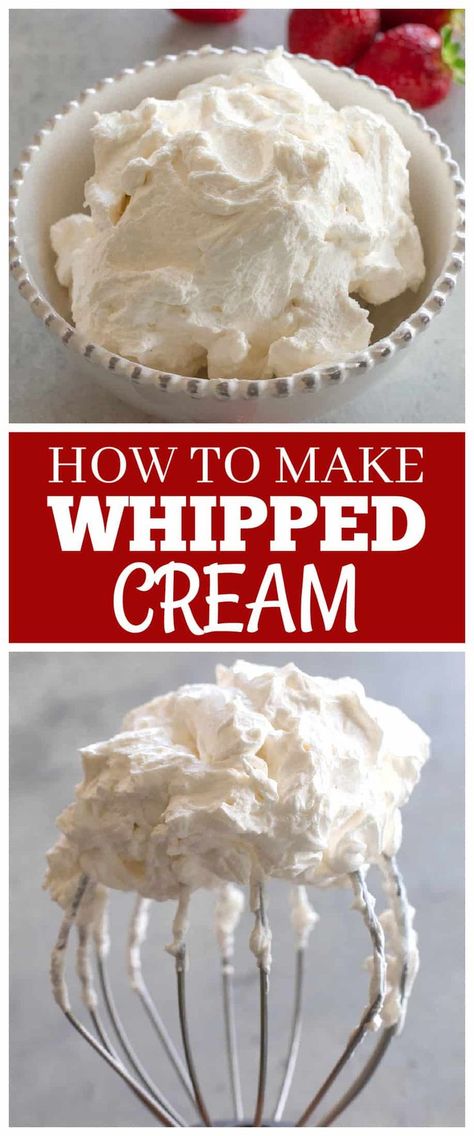 1 reviews · 5 minutes · Vegetarian Gluten free · Serves 8 · Whipped cream can be made in five minutes with this easy homemade recipe! Only 3 ingredients are needed here: heavy cream, powdered sugar, and vanilla. I've included tips to make sure you are… Heavy Whipping Cream Recipes, Heavy Cream Frosting, Whipped Icing Recipes, Diy Whipped Cream, Vanilla Bean Recipes, Perfect Whipped Cream, Homemade Whipped Cream Recipe, Whipped Cream Recipe, The Girl Who Ate Everything