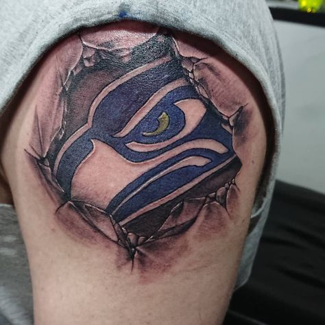 Seahawks Tattoo, Seahawk Tattoo Ideas, Seattle Seahawks Tattoo Ideas, Uncw Seahawks, 12th Man Seahawks, Aztec Tattoo, Seahawks Fans, First Tattoo, Give It To Me