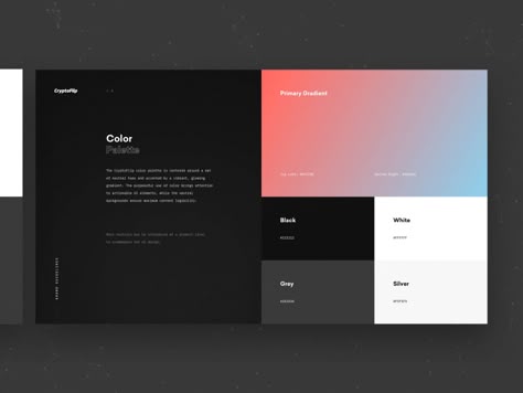 CryptoFlip | Brand Guidelines WIP by Steven Hanley Crypto Color Palette, Color Palette Brand Guidelines, Typography Brand Guidelines, Crypto Branding, Branding Guide, Black Branding, Gradient Branding, Brand Guidelines Book, Brand Guidelines Design