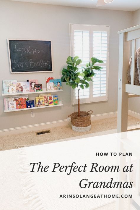 Grandmas Room Ideas, Toy Room At Grandmas House, Playroom Ideas For Grandmas House, Grandchild Playroom Ideas, Nursery At Grandparents House, Grandkid Bedroom Ideas Guest Rooms, Grandkids Room At Grandmas Decor, Grandmas House Nursery, Grandkid Room Ideas