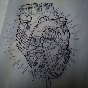 Streetbike Tattoo, Car Parts Tattoo, Car Enthusiast Tattoo, Engine Heart, Tattoo Ideas Drawings, Biomech Tattoo, Engine Tattoo, Motor Tattoo, Tool Tattoo