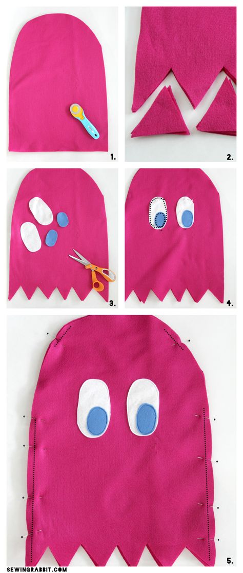 Pac-Man Ghost Easy Costume DIY Pacman Ghost Costume, Pac Man Costume, Easy Diy Costume, Last Minute Diy Costumes, Sewing Halloween, Costumes Faciles, Ms Pacman, Pacman Ghost, Sewing Rabbit