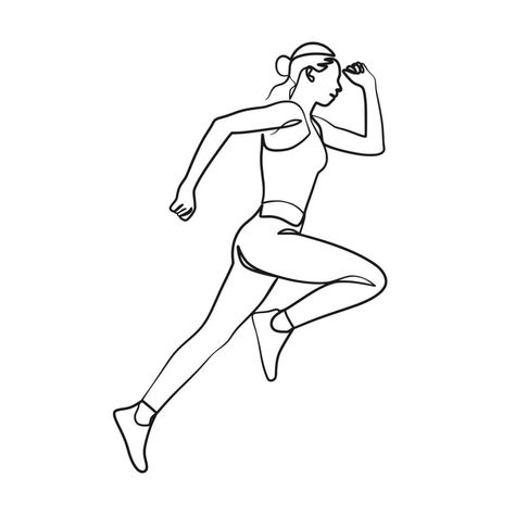 Drawing Of Woman, Line Art Drawing, One Line Art, Action Poses, Line Art Drawings, Running Women, Art Drawing, Vector Art, Line Art