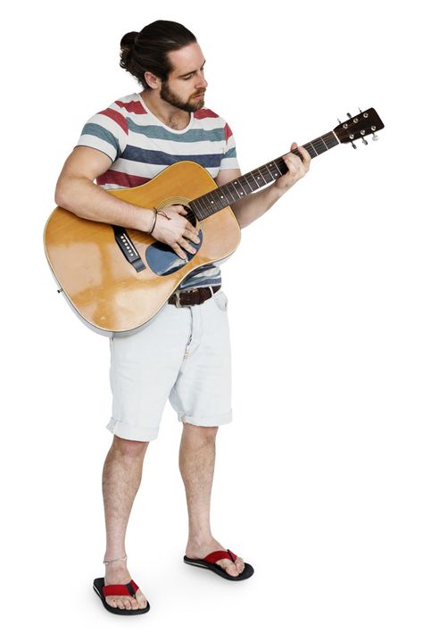 Free Man Playing Guitar Mockup in PSD Poses Guitar, Man With Guitar, Man Playing Guitar, Drawing Poses Male, Guitar Drawing, People Cutout, 4k Wallpaper Iphone, People Png, Male Pose Reference