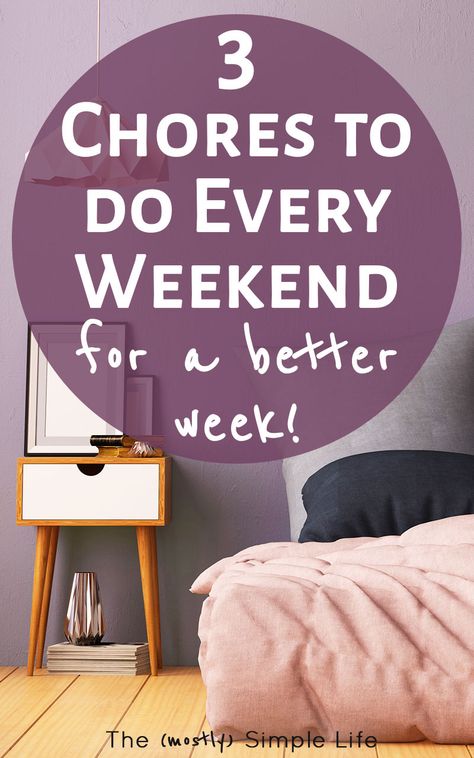 Weekend Chores | This is a great list of house chores. I have a much more productive and relaxing week when I get these done by Sunday night. Monday Routine, Weekend Chores, Household Cleaning Schedule, Easy House Cleaning, Getting Organized At Home, Mom Schedule, House Chores, Weekly Cleaning Schedule, Chore List