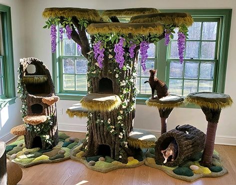 Enchanted Forest Modular Collection - Trees & Cactus - Themed Cat Furniture - Cats Custom Cat Trees, Takken Decor, Unique Cat Trees, Katt Grejer, Cat Castle, Cool Cat Trees, Cat Tree House, Diy Cat Tree, Cat Sanctuary