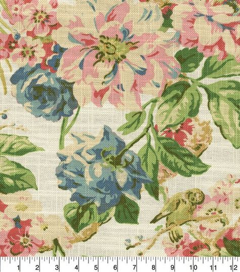 Waverly Hidden Pond Bloom Home Décor Fabric | JOANN Pink Farmhouse Decor, Floral Fabric Prints, Chintz Decor, Flower Printables, Floral Drapes, Dreamy Wallpaper, Floral Drapery Fabric, Floral Sofa, Floral Upholstery Fabric