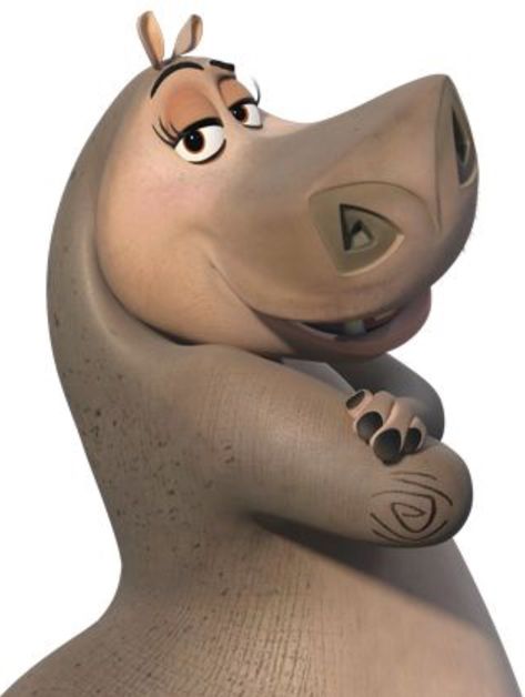 This is a picture from Madagascar Gloria The Hippo Madagascar, Hippo From Madagascar, Motto Motto Madagascar, Gloria From Madagascar, Moto Moto Madagascar, Madagascar Giraffe, Madagascar Gloria, Ugly Characters, Madagascar Characters