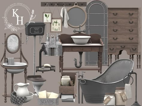 Sims 3 Conversions, Dark Academia Bathroom, Sims 4 Cottage, Mods Sims 4, Mod Furniture, Sims Packs, The Sims 4 Packs, Victorian Kitchen, Sims 4 Expansions