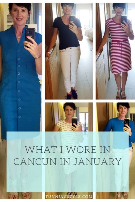 What I Wore in Cancun in January - Stunning Style January Outfits, Cancun Resorts, Wardrobe Solutions, Driveway Gates, Tory Burch Sandals, Stunning Style, Weather Wear, Blue Sandals, During The Day