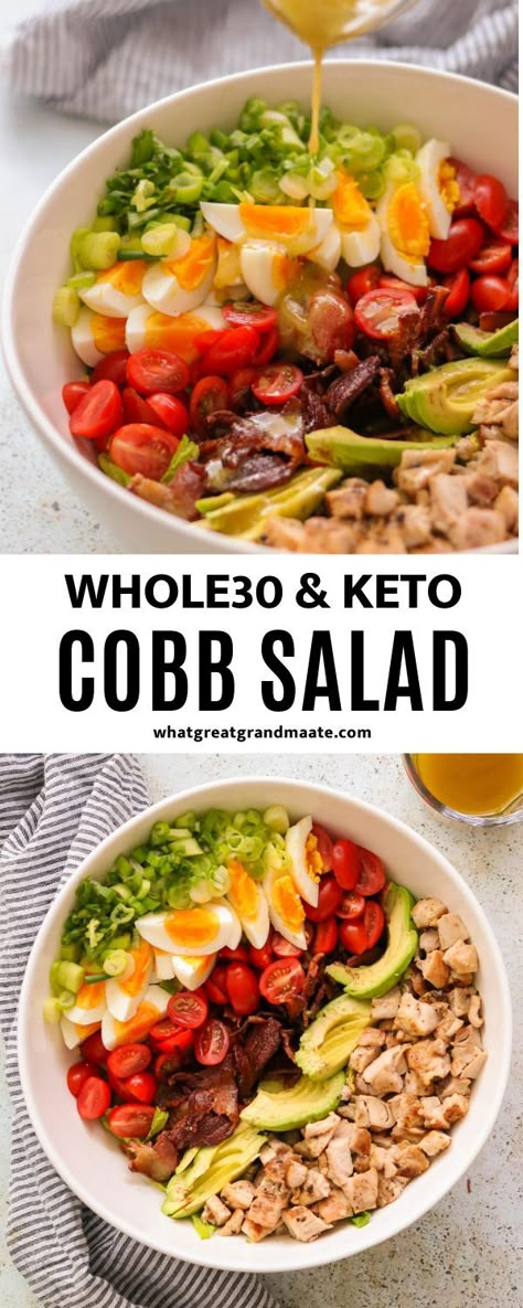 Keto Cobb Salad, Whole 30 Salads, Classic Cobb Salad, Dijon Dressing, Whole 30 Lunch, Paleo Salads, Whole30 Dinners, Bacon Avocado, Keto Paleo