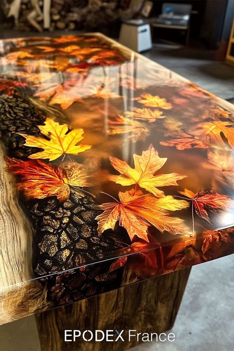 Table de rivière automne Epoxy Crystal, Resin And Wood Diy, Woodworking Shop Projects, Diy Resin Projects, Epoxy Resin Table, Epoxy Table, Resin Furniture, Epoxy Resin Wood, Shop Projects