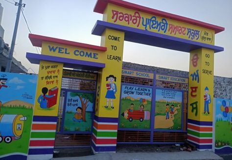 Unique Bala Ideas (17) (59 visits) School Gate, Smart School, School Wall Art, School Painting, Studio Background Images, Studio Background, Learning Activities, Background Images, Wall Painting