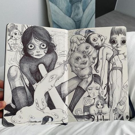 Creepy Sketches, Lauren Tsai, Indie Drawings, Indie Art, Easy Doodles Drawings, Magical Art, Creepy Art, Art Characters, Ethereal Art