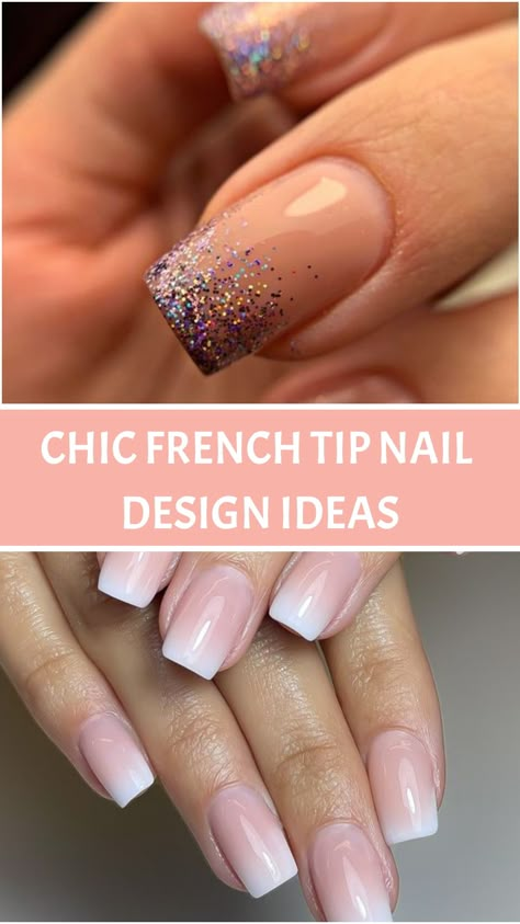 Chic French Tip Nail Design Ideas Simple Gel French Manicure, Formal Short Nails Classy, French Nails Birthday, Nail Tips Design French, Gel Nail French Manicure, Cute Different French Tip Nails, Nail Art Simple French Tips, French Gel Designs, French Manicure Designs Acrylic