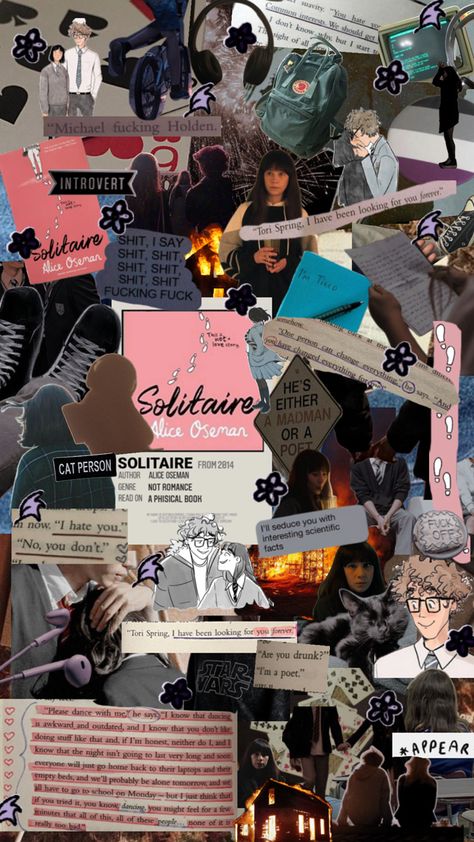 Solitaire Fan Edit Alice Oseman Aesthetic, Solitaire Book, Solitaire Alice Oseman, Alice Oseman, Cat Person, Reading Journal, A Collage, Book Aesthetic, Marry Me