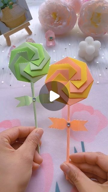 paper crafts creator on Instagram: "Title: "Whirlwind Origami Lollipops: Fun Craft for Kids"

Hashtags:
- #OrigamiTutorial
- #ParentChildHandicraft
- #HandmadeDIY
- #LearnInOneGo
- #Origami
- #WhirlwindLollipops
- #CraftsForKids
- #DIYCrafts
- #kidscrafts" Paper Lollipop Craft, Origami Lollipop, Kids Handicraft, Origami Tutorial, Fun Craft, Craft For Kids, Fun Crafts For Kids, Kids Crafts, Lollipop