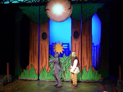 Travel song shrek the musical  Set design by Cody Rutledge Shrek Stage Design, Lion King Props Set Design, Shrek Jr Set Design, Shrek Musical Poster, Shrek The Musical Sets, Travel Songs, Shrek Costume, Theatre Props, Disney Musical