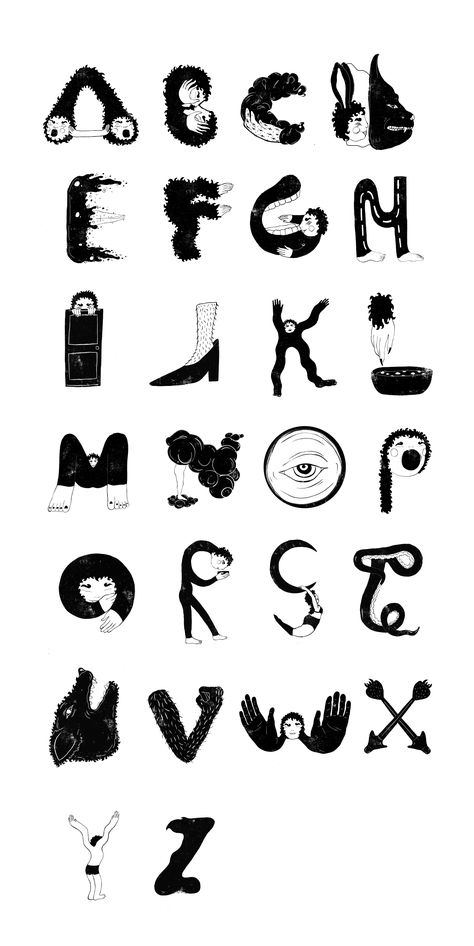 36 Typography, Typography Alphabet Design Creative, Alphabet Graphic Design, 36 Days Of Type Alphabet, Illustrated Alphabet, Type Alphabet, Typography Alphabet, Drop Cap, Days Of Type