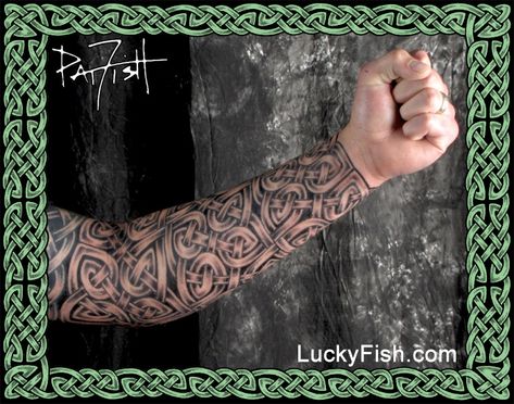 Long Body Armor Celtic Sleeve Tattoo by Pat Fish Celtic Band Tattoo, Celtic Sleeve Tattoos, Scottish Tattoos, Celtic Tattoo Symbols, Body Armor Tattoo, Celtic Tattoo Designs, Celtic Knot Tattoo, Celtic Cross Tattoos, Armor Tattoo