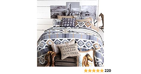 Amazon.com: Rod's Walk Trot Canter Southwestern Santa Fe Quilted Bedding, Full/Queen : Home & Kitchen Western Boho Bedroom, Bedroom Western, Aztec Quilt, Pattern Bedroom, Neutral Bed Linen, Western Bedrooms, Cowgirl Room, Aztec Decor, Western Bedroom Decor