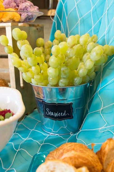 Mermaid Birthday Party Water Games, Outdoor Mermaid Party Ideas, Mermaid Menu Ideas, Mermaid Birthday Party For Adults, Mermaid Theme Snacks Food Ideas, Mermaid Halloween Birthday Party, Ocean Birthday Snacks, Mermaid Ocean Birthday Party, Mermaid Birthday Snack Ideas