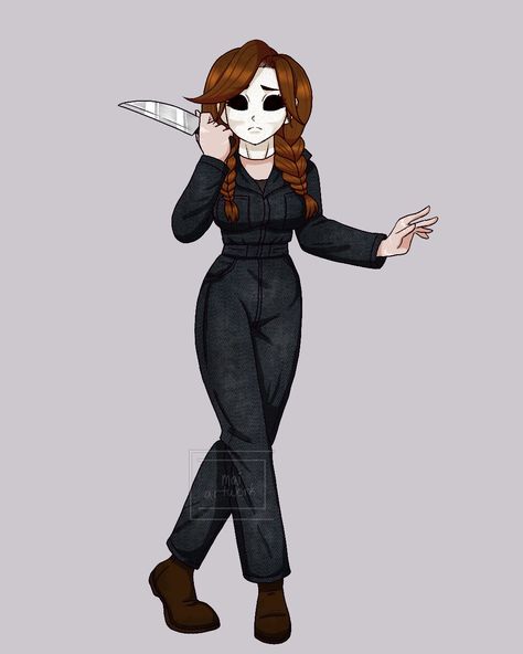 Michael Meyers Womens Costume, Michael Myers Female Costume, Female Michael Myers, Brittany Myers Character Design, Female Michael Myers Art, Micheal Myers Without Mask Fanart, 30th Birthday Party Women, Michelle Myers, Michael Myers Art