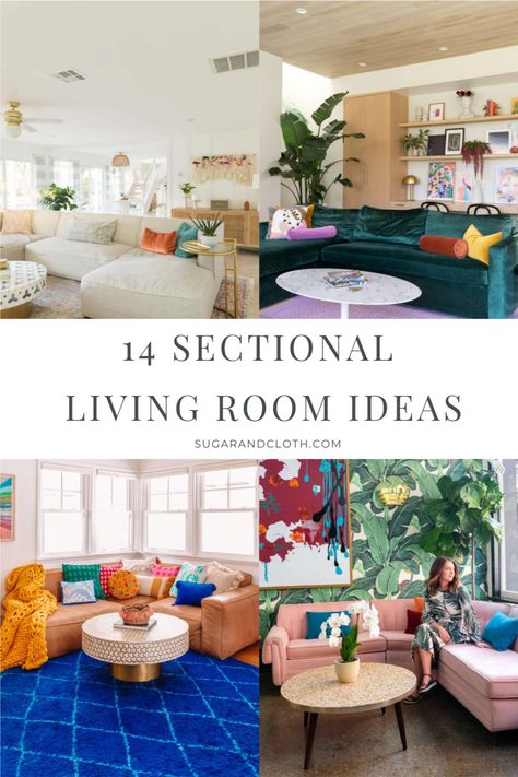 Window Behind Sectional, Pictures Of Sectional Sofas, Sectional Couch Styling, Boho Living Room With Sectional, Living Room Set Up Ideas With Sectional, How To Style Sectional Sofa, Corner Sectional Living Room Layout, Couch Not Facing Tv, Closed Concept Living Room