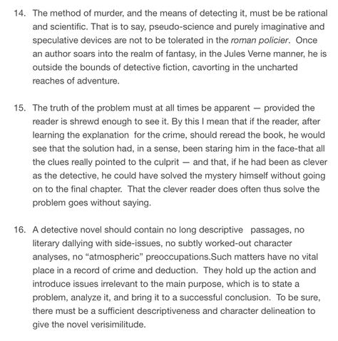 Twenty rules for writing detective stories, Parts 14-16 Writing Detective Stories, How To Write A Detective Story, Detective Story Prompts, Detective Writing Prompts, Wattpad Writing, Writers Nook, Rules For Writing, Author Dreams, Detective Stories