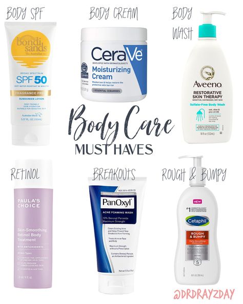 Dermatologist recommended skin care products for the body.