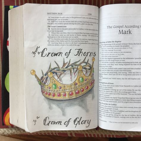 Crown of Glory Matthew Bible Journaling, Crown Of Glory, The Crown Of Thorns, Woord Van God, Bible Journaling For Beginners, Matthew 26, Creative Bible, Bible Drawing, Bible Journaling Ideas Drawings