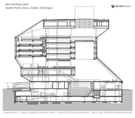 Seattle Library Plan, Archi Student, Seattle Library, Seattle Central Library, Library Drawing, Seattle Public Library, Architecture Reference, Library Plan, Floating Architecture