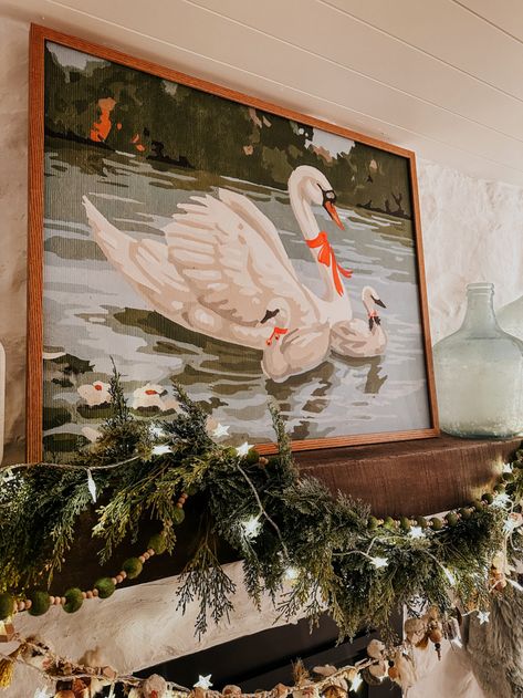 Christmas in our Basement- Where Christmas Morning Happens - Nesting With Grace Christmas Swan, Basement Game Room, Large Glass Jar, Nesting With Grace, Swans Art, Velvet Sectional, Game Room Basement, Christmas Tours, Diamond Rugs