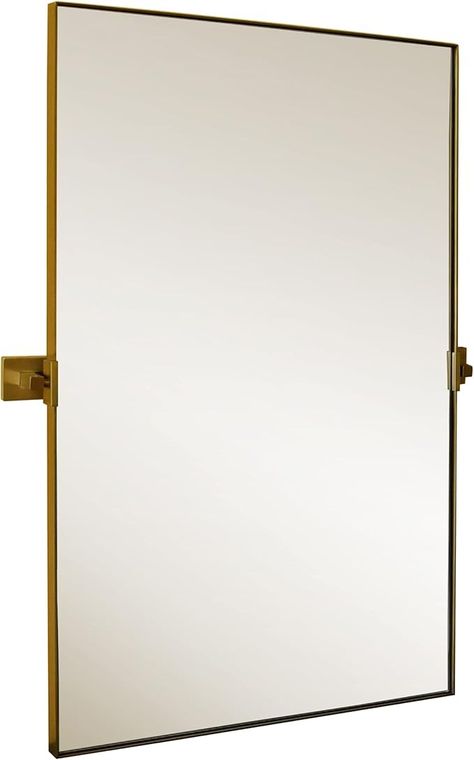 Amazon.com: Hamilton Hills 20x34 inch Gold Metal Framed Rectangular Pivot Mirror for Wall | Beveled Frame Vanity Mirror Wall Decor | Wall-Mounted Bedroom, Bathroom Mirror with Hinges Brackets Included : Home & Kitchen Pivot Mirror, Mirror For Wall, Wall Mounted Mirror, Mirror Wall Decor, Bedroom Bathroom, Master Bath, Decor Wall, Vanity Mirror, Hinges