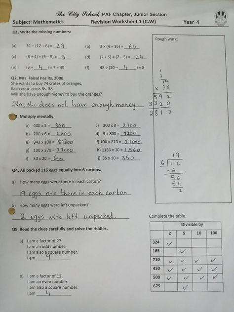 Class 4 Home Work / Worksheets | PAF JUNIORS Class 4 Maths, Basic Math Worksheets, Kindergarten Math Worksheets Addition, Mental Maths Worksheets, Geography Worksheets, Math Practice Worksheets, Maths Worksheets, 1 Worksheet, Kindergarten Coloring Pages