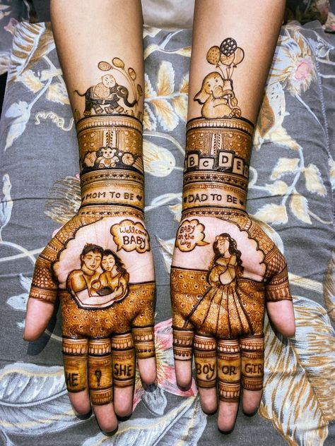 Naming Ceremony Mehendi Design, Baby Shower Figure Mehndi, Pregnancy Mehndi Design, Baby Shower Mehendi Designs Latest, Baby Shower Mehndi Designs Hand, Baby Mehandi, Baby Shower Mehendi Designs, Baby Mehendi, Henna Basic