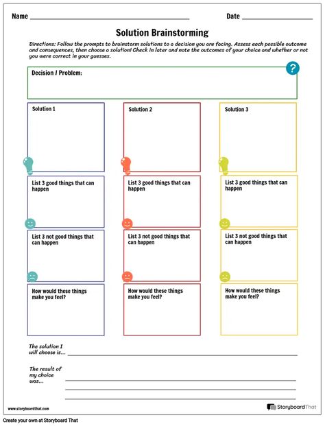 Decision Making Worksheet, Problem Solving Template, Decision Making Activities, Making Good Choices, Star Students, Create Your Own Business, Decision Making Skills, Educational Worksheets, Free Math