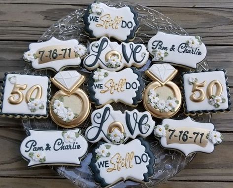 (5) We Still Do! A special set for a special... - The Dotted Cookie | Facebook 25th Wedding Anniversary Cookies, 25 Anniversary Cookies, 60th Anniversary Cookies Decorated, 30th Anniversary Cookies, 50th Wedding Anniversary Cookie Ideas, Anniversary Cookies, 30th Wedding Anniversary, 30th Anniversary, Anniversary Parties