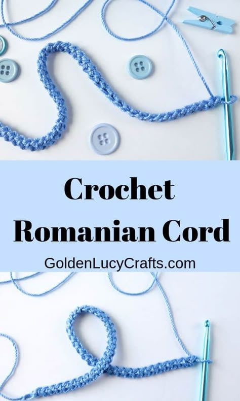 Crochet Romanian cord, how to crochet Romanian cord Crochet Cords, Crocheting Stitches, Irish Lace Crochet Pattern, Stitches Crochet, Crochet Geek, Crochet Jewelry Patterns, Crochet Cord, Crochet Abbreviations, Point Lace