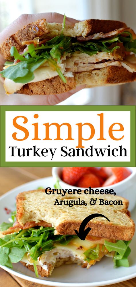 a close up of a turkey sandwich Turkey Apricot Sandwich, Grilled Turkey Sandwich Recipes, Turkey Arugula Sandwich, Deli Turkey Lunch Ideas, Turkey Sandwich Recipes Cold, Apricot Sandwich, Turkey Sandwich Ideas, Lunchmeat Sandwiches, Arugula Sandwich