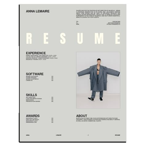 portfolio design layout Cv Fashion Designer, Cv Original Design, How To Make Portfolio, Fashion Designer Resume, Fashion Resume, Cv Original, Cv Inspiration, Graphic Design Cv, Unique Resume