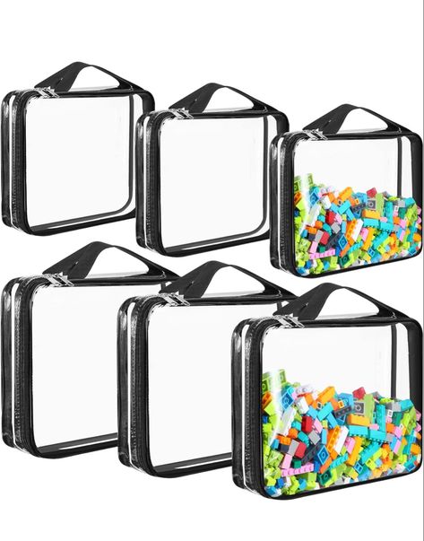 6 Packs Toy Storage Bags PVC Organizing Bags with Zippered, Waterproof Toy Bags for Board Games, Building Blocks, Toys and Kids Bookss (Clear,Large, Small) Toddler Toy Storage, Organizing Bags, Toy Storage Bags, Small Toys, Plastic Bins, Toy Bags, Building Blocks Toys, Building For Kids, Plastic Toys