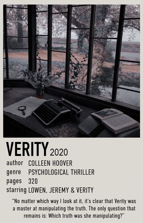 Verity Wallpaper Aesthetic, Verity Book Aesthetic, Verity Colleen Hoover Aesthetic, Verity Aesthetic, Journalism Ideas, Book Polaroid, Cover Page For Project, Fictional Books, Books 2023