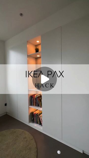 DIY Hacks HQ - home of IKEA hacks and more! on Instagram: "IKEA PAX • The magical power of good IKEA Pax storage!! This run of wardrobes initially had no doors on them,  but they were starting to look a bit unwieldy. After speaking to a friend, @familienglueck.trifft.bauhaus came up with the idea of putting some doors on the front, but keeping a section exposed to act as a decorative space. The slat detail behind it breaks up the clear run of the wardrobes and adds an interesting background to the display pieces.

One organisation technique I swear by is to have floor to ceiling storage. Dedicating a part of a room that takes advantage of the full wall will make a massive difference to how much you can store. Sacrificing a bit of floor space will create so much extra storage and could allo Ikea Wardrobe Ideas, Pax Wardrobe Ideas, Pax Storage, Pax Wardrobe Hack, Floor To Ceiling Storage, Pax Hack, Placard Design, Pax Ikea, Ikea Pax Hack