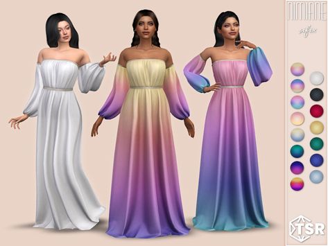 Sims 4 Long Dress, Ulzzang Dress, Sims 4 Clothing Sets, Megan Dress, Monica Dress, Dress Elegant Long, Sims 4 Dresses, Sims 4 Downloads, Polly Dress