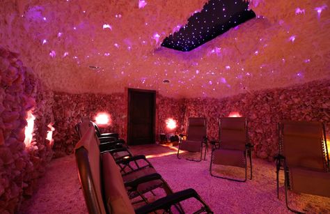 How to profit from a Himalayan salt cave Himalayan Salt Cave, Himalayan Salt Room, Salt Cave, Salt Room, Fiber Optic Lighting, Natural Cave, Himalayan Salt Crystals, Spa Business, Salt Lamps