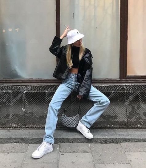 iconic fashion on Twitter: "Jacket and jeans… " Iconic Fashion, Streetwear Aesthetic, Urban Dresses, Mode Inspo, Mode Inspiration, Looks Vintage, Fashion Killa, Urban Fashion, Teen Fashion