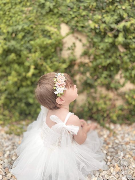 Tulle Straps, Bow Straps, Tulle Bow, Birthday Babe, Tulle Bows, Birthday Girl Dress, Floral Headband, Light Ivory